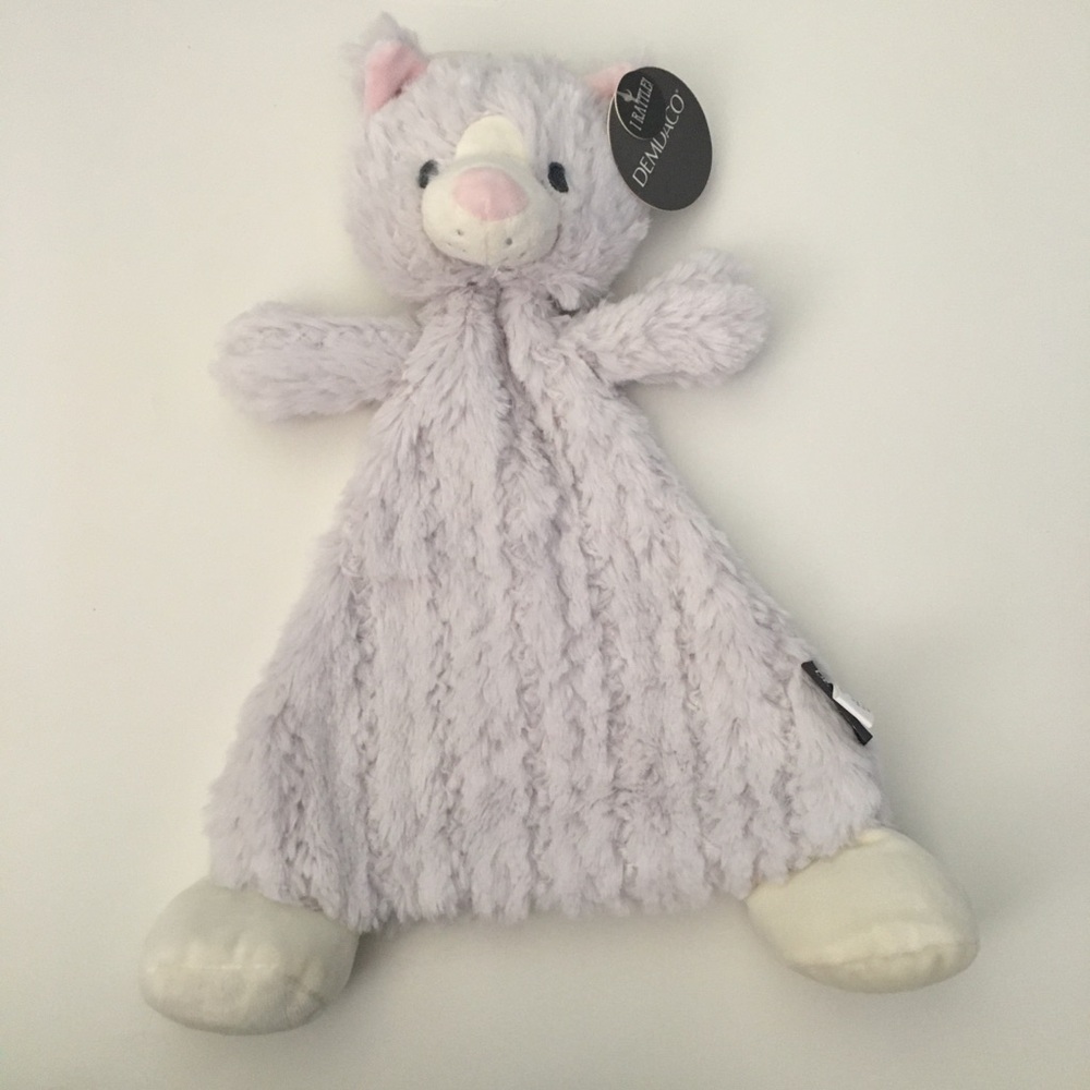 Kitten Rattle Blankie Lovey Soft Baby Toy Cat Comforter Lovie | Demdaco